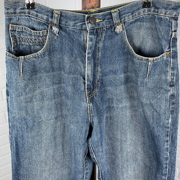 Sean John Jeans Men‎ 34Wx33L Blue Relaxed Straight High Rise Distressed Denim - Picture 2 of 15